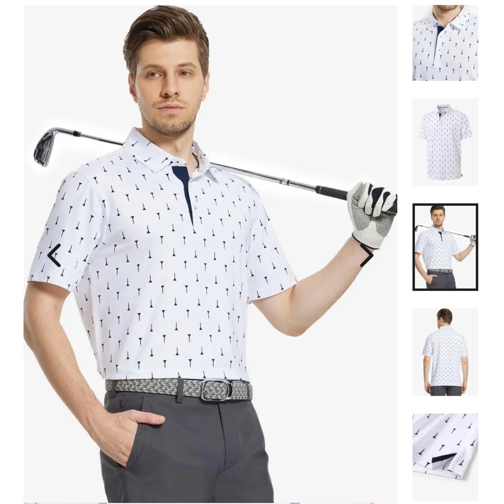 Maelreg Polo with Golf Tee Design, Men’s Size Large